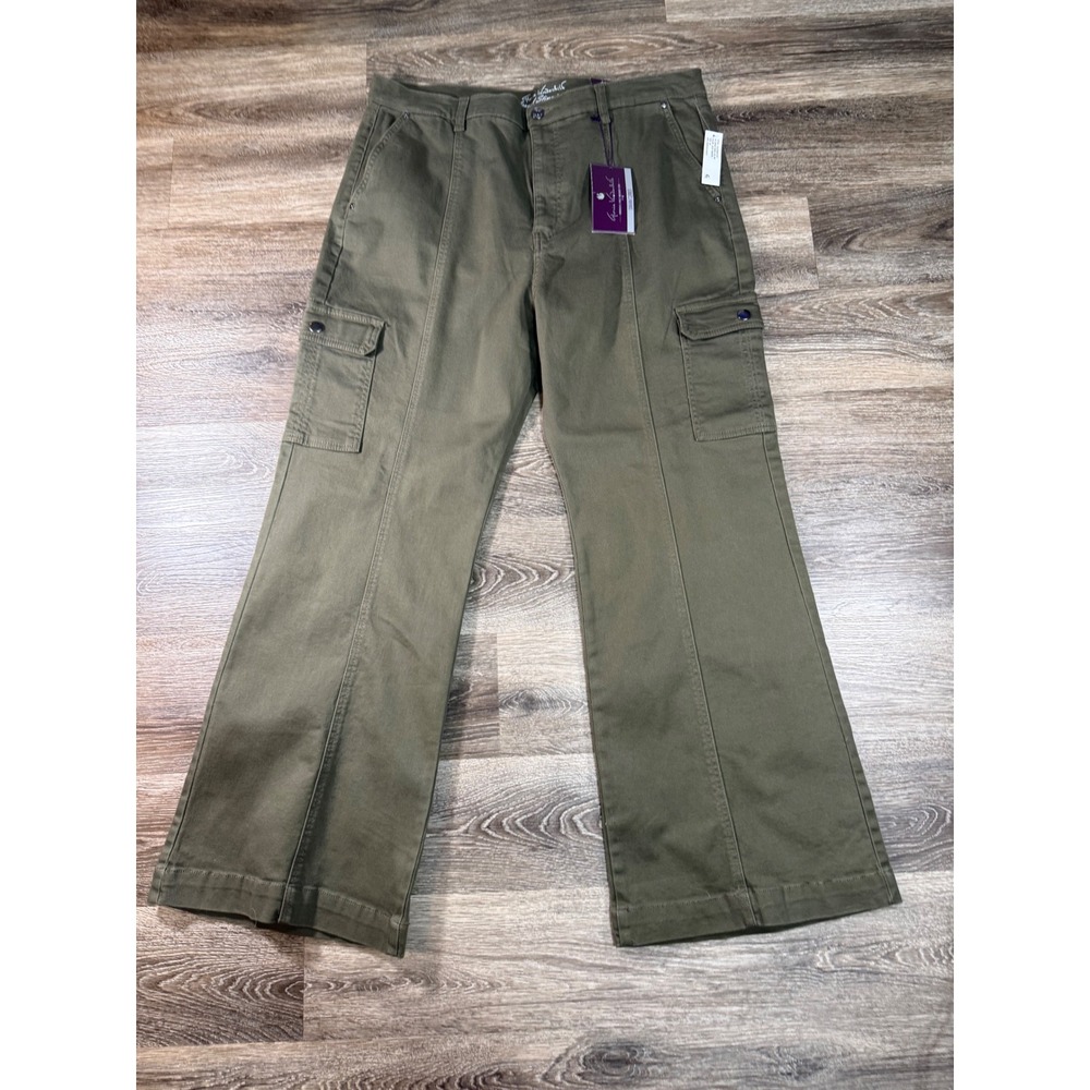 Gloria Vanderbilt Cargo Wide Leg Pants Deep Amazon Green Swan Series Size 20 NWT